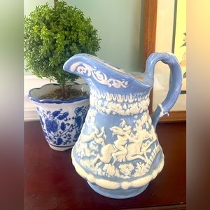 Blue and White Wedgwood Style Vase Pitcher
